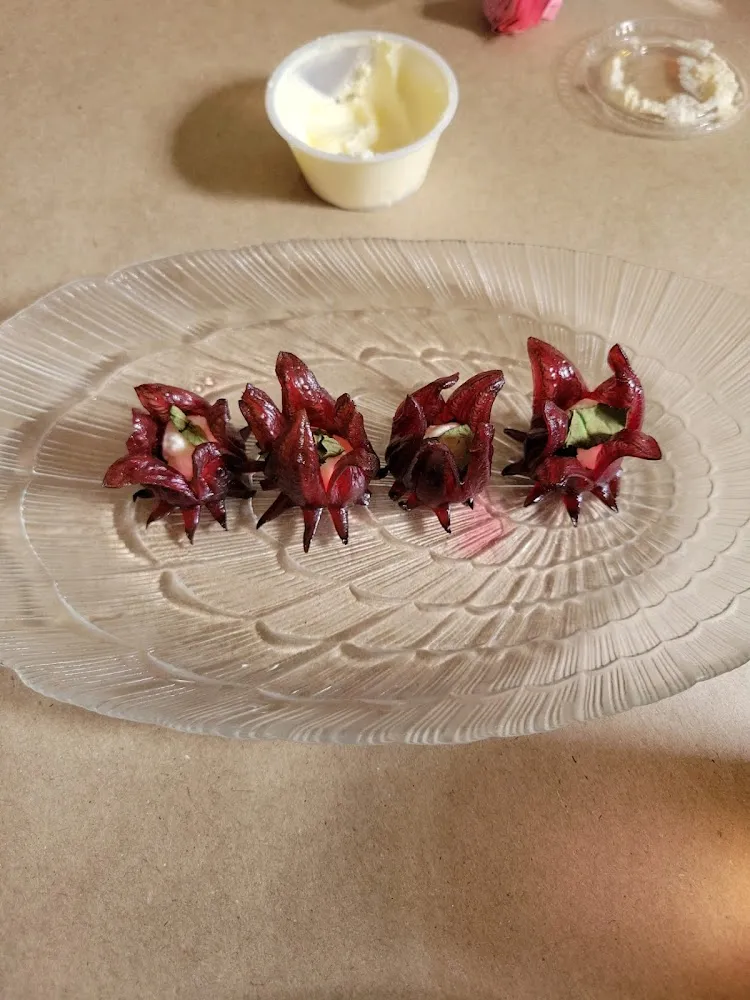 Wild Hibiscus Flower with Goat Cheese and Basil